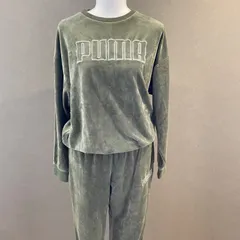 PUMA プーマ トレーニング 上下　カーキ色　ルームウェア パジャマ 部屋着　ベロア　セットアップ　寝巻き