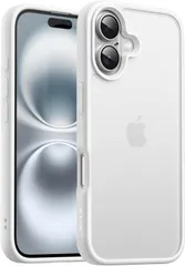 JETech iPhone 16 6.1インチ用 マットケース 耐衝撃性ミリタリーグレードの落下保護 つや消しの半透明背面 スマホカバー 指紋防止 (ホワイト)