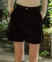 新品コーデュロイ ハーフパンツ ブラック S