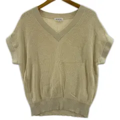 NATURAL BEAUTY BASIC ナチュラルビューティーベーシック 半袖 Vネックニット sizeM/ベージュ