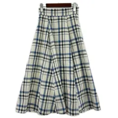 grove グローブ  ロング フレア チェック柄スカート sizeS/ホワイト×ブルー