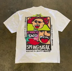 グラフィック Tシャツ ホワイト 両面プリント 古着風 90s ヴィンテージ ストリート メンズtシャツ  tシャツワンピース 男女兼用 S~3XL