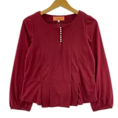 美品 SunaUna スーナウーナ タグ付き パール ラウンドネックカットソー size38/ボルドーのサムネイル