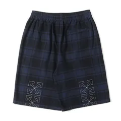 OFF-WHITE オフホワイト パンツ ネイビー ブラック 紺黒 サイズ:M | 近年モデル アローマーク チェックネル イージーショーツ | ボトムス ショートパンツ【メンズ】【中古】のサムネイル