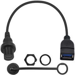 Duttek USB Type C USB3.0パネルフラッシュ防水ケーブル USB 3.0メスからタイプC 3.0メス カーマウント ダッシュフラッシュ 防水延長ケーブル 車 ボート オートバイ用 (1フィート/30cm)
