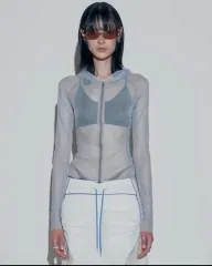 スカルプター メッシュ シャーリング ジップアップ Mesh Shirring Zip Up Iceのサムネイル