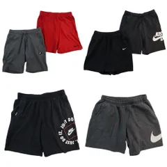 古着卸 まとめ売り ナイキ スウェットショートパンツ 6枚セット ( メンズ Ｍ/L ) ブラック スウォッシュロゴ  中古 古着 NE6246