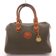 ドゥーニーアンドバーク DOONEY&BOURKE ヴィンテージ ハンドバッグ レザー カーキ ブラウン ボストン型 ロゴパッチ ロゴチャーム /SX ■GY59のサムネイル