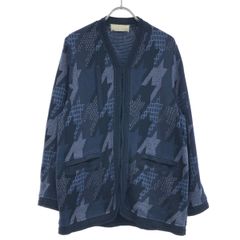 mame kurogouchi マメ クロゴウチ 23SS Houndstooth Knitted Jacket ニットジャケット MM23PS-KN724 ネイビー 2