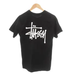ステューシー STUSSY 美品 Tシャツ S 黒 ブラック ラウンドネック ロゴプリント /YF ■ECG004