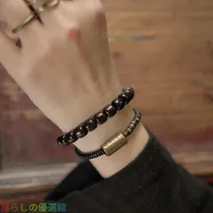 人気ギフト 手作り黒檀 角を落とした珠の2連ブレスレット ヴィンテージ風 男女兼用 手作り ハンドメイド アクセサリー プレゼント おしゃれ 誕生日 ギフト 数量限定  SGP010