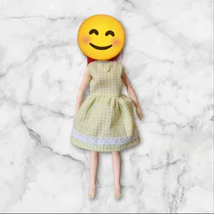 1/6ドール服二点セット ノースリーブワンピースとトートバッグ　グリーンのギンガムチェック 花柄 カジュアルのサムネイル