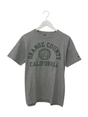 チャンピオン CHAMPION Tシャツ トップス 半袖 グレー 緑 グリーン プリント 丸首  M MEDIUM