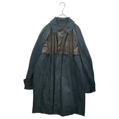 kolor(カラー) 14SS C/L Stand-Collar Coat コットン リネン 切替 総柄 ステンカラー コート 14SCM-C05106 1 グリーン×ネイビー×ブラウン