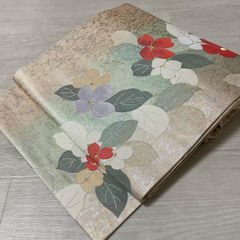 m440 本場筑前博多織 唐花 正絹 名古屋帯 - メルカリ