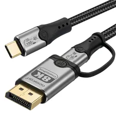 aceyoon 8K 60Hz USB C DisplayPort 変換ケーブル 100W USB Type C to DP 2in1 ケーブル 4K 60Hz ディスプレイポートケーブル Thunderbolt 4/3 USB3.2 20Gbps  ...