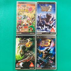 [소프트 미품] [4 점 세트] PSP 몬한 일기 따끈따끈 아이루 마을 G 몬스터 헌터 휴대용 2nd 몬스터 헌터 휴대용 2nd G 몬스터 헌터 휴대용 3rd 플레이 스테이션 휴대용