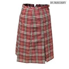 バーバリーブルーレーベル 　BURBERRY BLUE LABEL　サイドベルト付 プリーツスカート 赤チェック 36