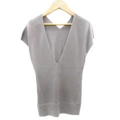 デプレ DES PRES トゥモローランド ニット カットソー ノースリーブ Vネック シルク 1 チャコールグレー /YM18