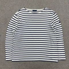 T6】美品 セントジェームス ナヴァル ボーダー ホワイト✕ブルー