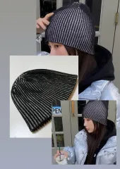 ストライプ ニット ビーニー