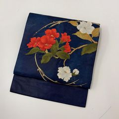 夏帯 名古屋帯 正絹 絽 金銀糸 西陣織 花 華柄 セミフォーマル sh0208