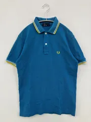 FRED PERRY フレッドペリー ポロシャツ M スカイブルー 無地 ワンポイント ブランドロゴ ライン柄 半袖 刺繍