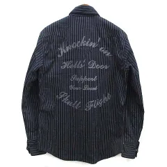 スカルフライト SKULL FLIGHT ライダース ストライプ ウエスタン シャツ 長袖 Riders Stripe Western Shirts 2022SS ネイビー 紺 40のサムネイル