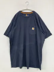 Carhartt カーハート Tシャツ/カットソー 2XL TALL ネイビー 無地 ワンポイント ブランドロゴ ミドル丈 半袖 クルーネック(丸首)