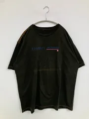 TOMMY JEANS トミージーンズ Tシャツ/カットソー ブラック 前面プリント ブランドロゴ ミドル丈 半袖 クルーネック(丸首)