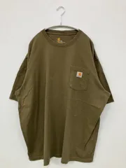 Carhartt カーハート Tシャツ/カットソー 2XL カーキ 無地 ワンポイント ブランドロゴ ミドル丈 半袖 クルーネック(丸首)