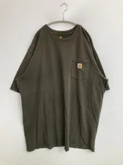 Carhartt カーハート Tシャツ/カットソー 2XL TALL カーキ 無地 ワンポイント ブランドロゴ ミドル丈 半袖 クルーネック(丸首)