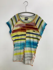 DIESEL ディーゼル Tシャツ/カットソー グレー ボーダー柄 ブランドロゴ ショート丈 半袖 クルーネック(丸首)