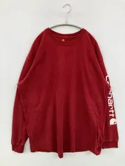 Carhartt カーハート Tシャツ/カットソー XL レッド バックプリント ブランドロゴ ミドル丈 長袖 クルーネック(丸首)