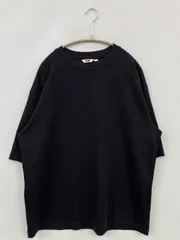 UNIQLO U ユニクロユー Tシャツ/カットソー L ブラック 無地 ミドル丈 半袖 半端袖 クルーネック(丸首)