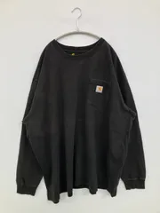 Carhartt カーハート Tシャツ/カットソー 2XL ブラック 無地 ワンポイント ブランドロゴ ミドル丈 長袖 クルーネック(丸首)