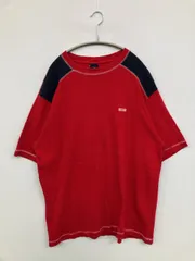 TOMMY JEANS トミージーンズ Tシャツ/カットソー XL レッド 無地 ワンポイント ミドル丈 半袖 クルーネック(丸首)