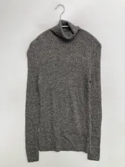 UNIQLO ユニクロ ニット/セーター M グレー ニット 無地 ミドル丈 長袖 タートルネック/ハイネック