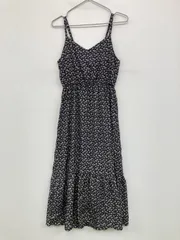 MAJESTIC LEGON マジェスティックレゴン ワンピース M ネイビー 花柄・ボタニカル柄 袖なし ミモレ・半端丈 フレア