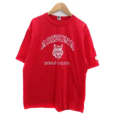 デサント DESCENTE Tシャツ カットソー ラウンドネック 半袖 プリント M 赤 レッド オフホワイト /HO42
