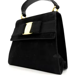 Salvatore Ferragamo 2way Vara Bow Suede Handbag Black サルヴァトーレ フェラガモ ヴァラ リボン スエード ハンドバッグ ブラック
