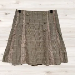 A1630 アクシーズファム axes femme ミニ フレアスカート(M) 茶 チェック 総柄