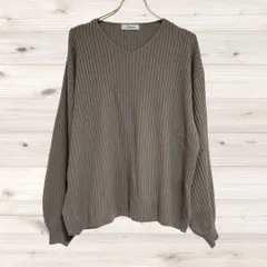 A1634 アロッタ Alotta ニット セーター 長袖(4L 3XL) 茶 ストライプ 総柄 Vネック ノーカラーのサムネイル