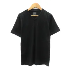 シーケーカルバンクライン ck Calvin Klein Tシャツ カットソー 半袖 Vネック ストライプ柄 M 黒 ブラック /YK23