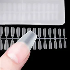 付け爪 マット 半透明 長さ出し(3.バレリーナロング300枚) 超薄型 サンディング不要 ネイルチップ FROG GLASS