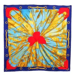 エルメス HERMES Soleil De Soil シルクの太陽 カレ90 大判 スカーフ ブルー系