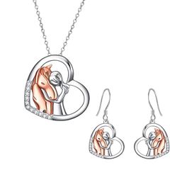[Brand New] [Sedona's Magic] Unicorn and Girl's Bond Women's Jewelry Set | Necklace & Earrings in Gift Case Year of the Horse Lucky Charm 0
