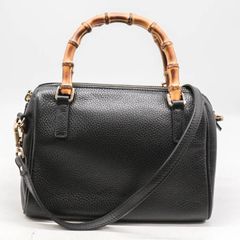 美品☆ ジャンニノターロ CJ レザーバッグ 黒 2way バンブーハンドル