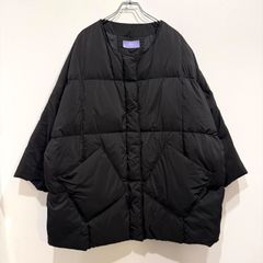 didot.showroom ノーカラー ダウンコート ドローコード ブラック 