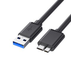 USB-A Male to Micro B Male Cable, USB 3.0 Micro B Cable, High-Speed ​​Data Transfer, Compatible with External HDDs/SSDs/Hard Drives/HD Cameras, etc., Black (1 m)